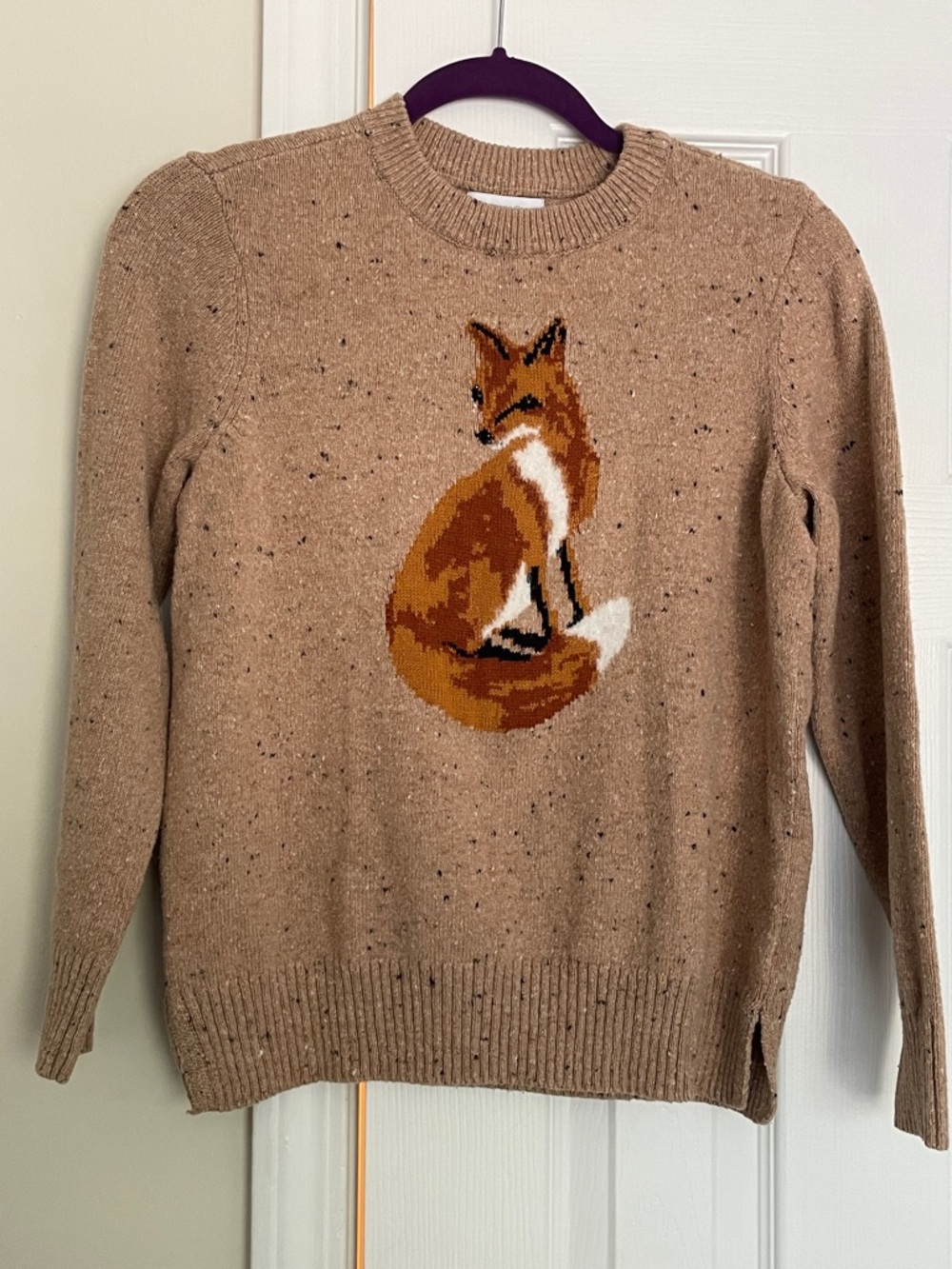 Charter Club Tan Fox Intarsia Crewneck Sweater